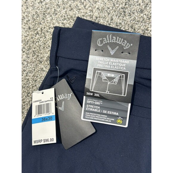NEW Callaway Opti-Dri Men's 36x30 Navy Blue Dark Sapphire Golf Pants - Picture 2 of 4